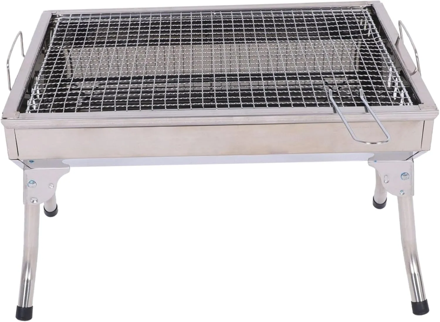 Barbecue Grill, Foldable Portable Charcoal Grill 18.3x12.8x12.4" Stainless Steel BBQ Tabletop Smoker for Picnic, Garden, Terrace, Camping, Travel, Hiking