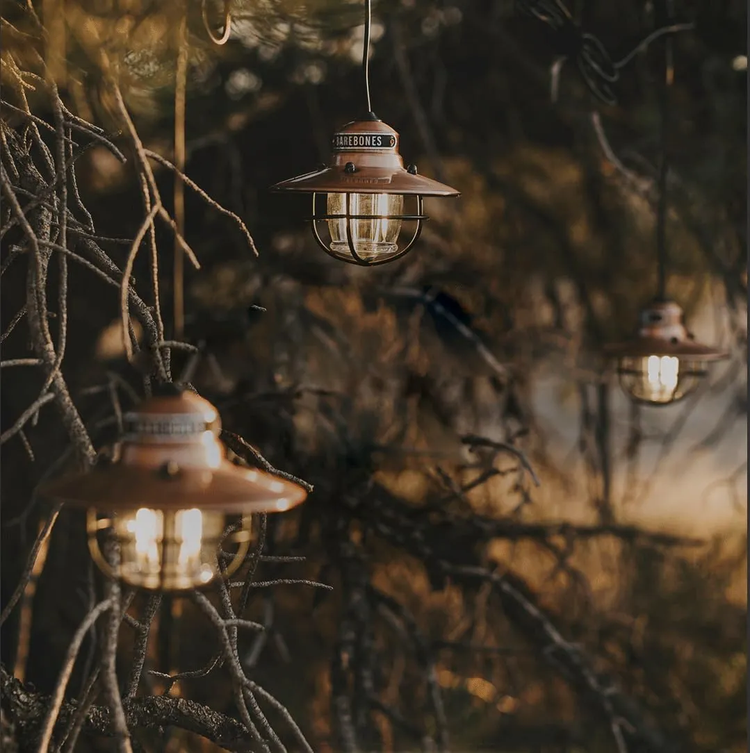 Barebones Edison Pendant String Lights - Copper, 3 Edison-Style LED Bulbs with 10-Foot Cord, Energy-Efficient Outdoor Lanterns for Patio, Garden, or Indoor Decor