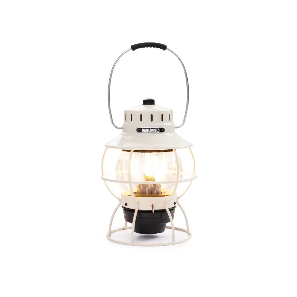 Barebones Railroad Lantern Vintage White