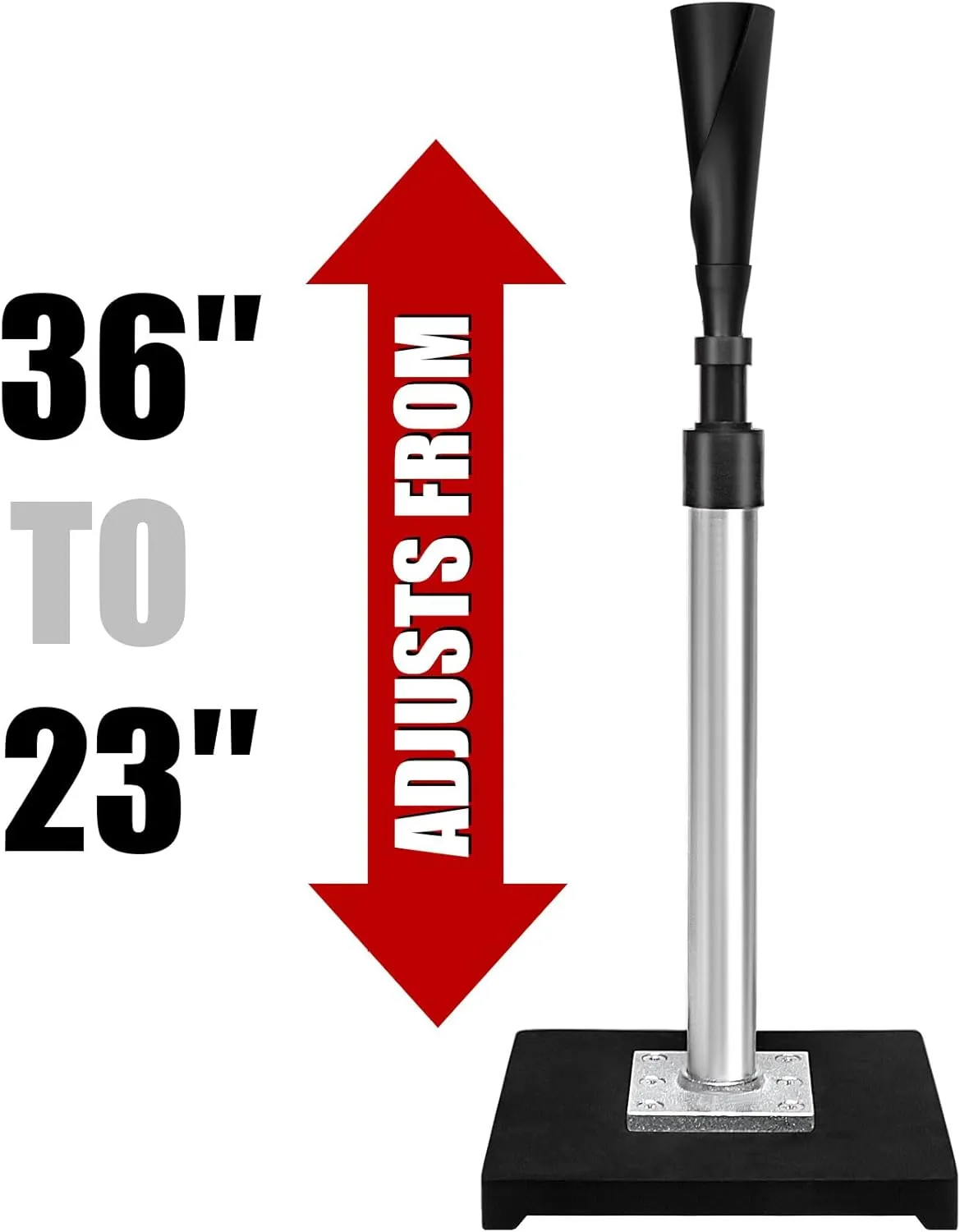 Baseball/Softball Batting Tee-(24"-47") Height Adjustable Premium Portable Baseball Tee with 2 Ultra- Flexible Rubber Tops and Heavy Duty Base for Teens/Adults