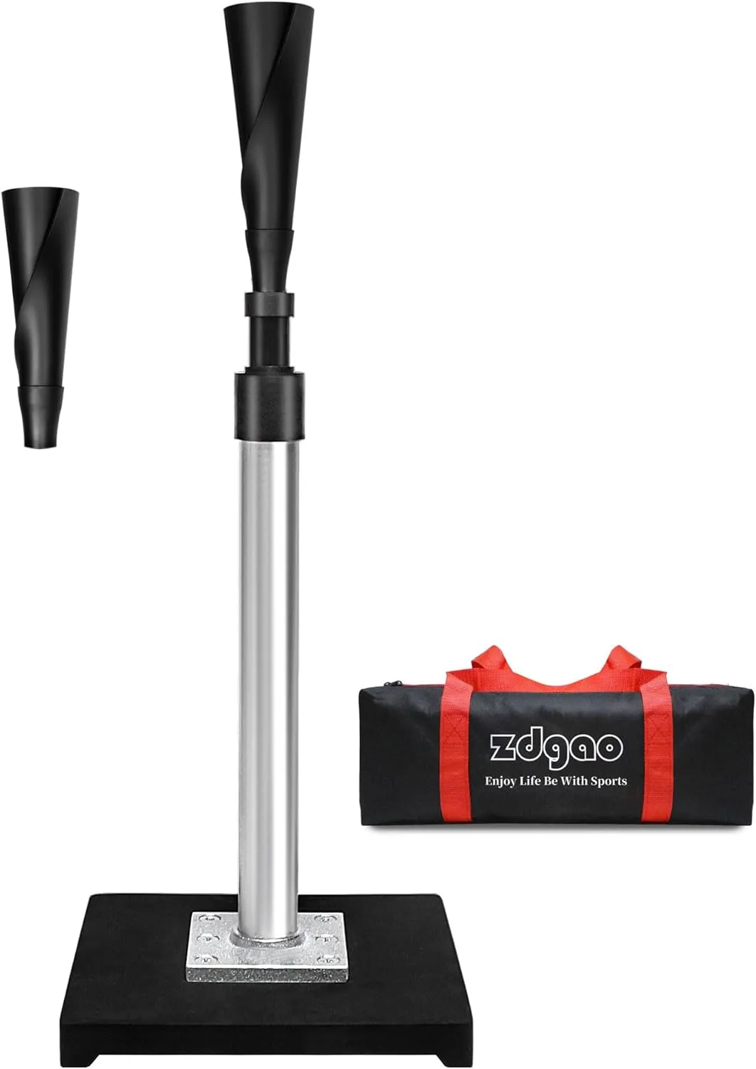 Baseball/Softball Batting Tee-(24"-47") Height Adjustable Premium Portable Baseball Tee with 2 Ultra- Flexible Rubber Tops and Heavy Duty Base for Teens/Adults