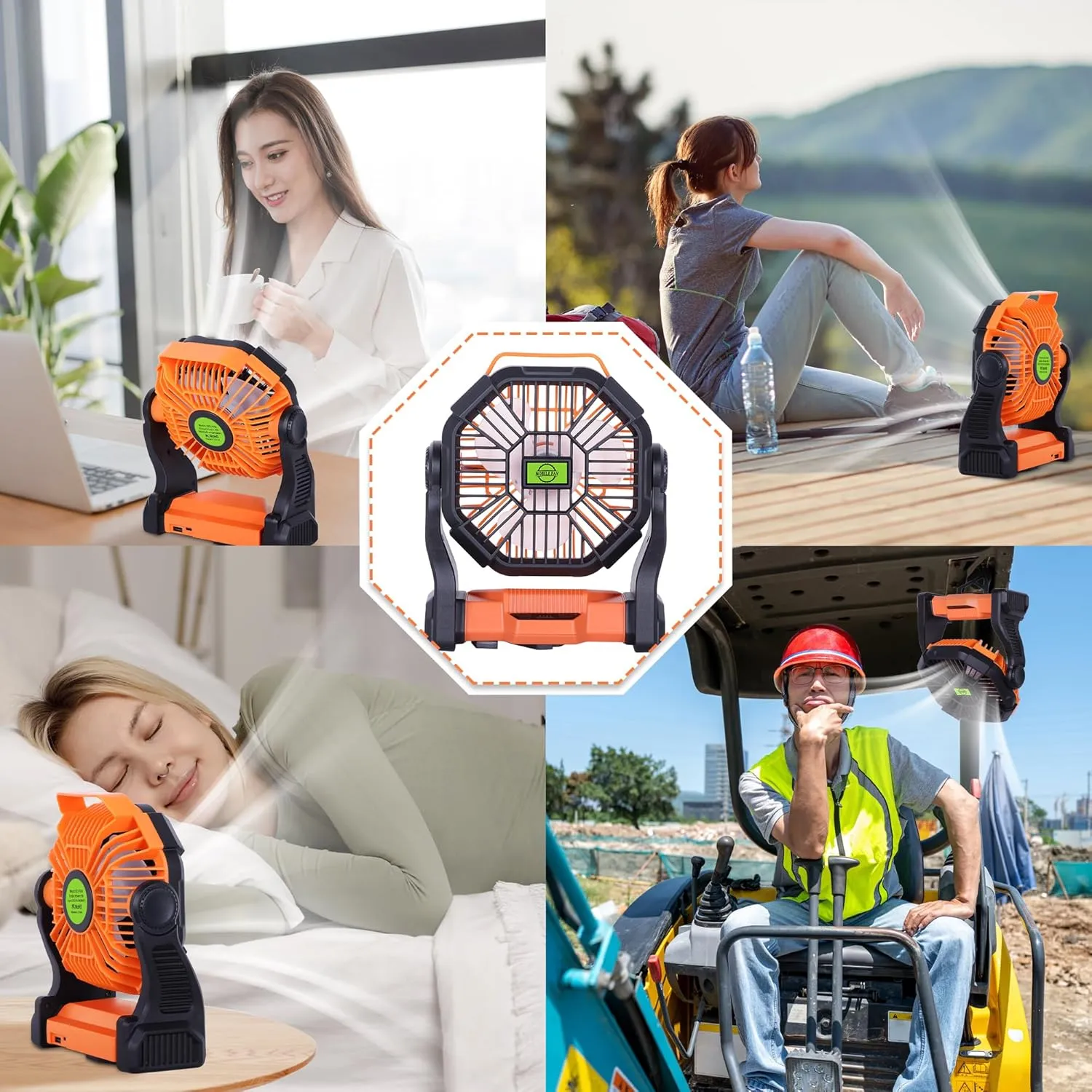 Battery Powered Fan Portable Fan Rechargeable,270°Pivot Battery Operated Fans Camping Fan with LED Light & Hook,USB Personal Rechargeable Outdoor Camping for Tent, Travel