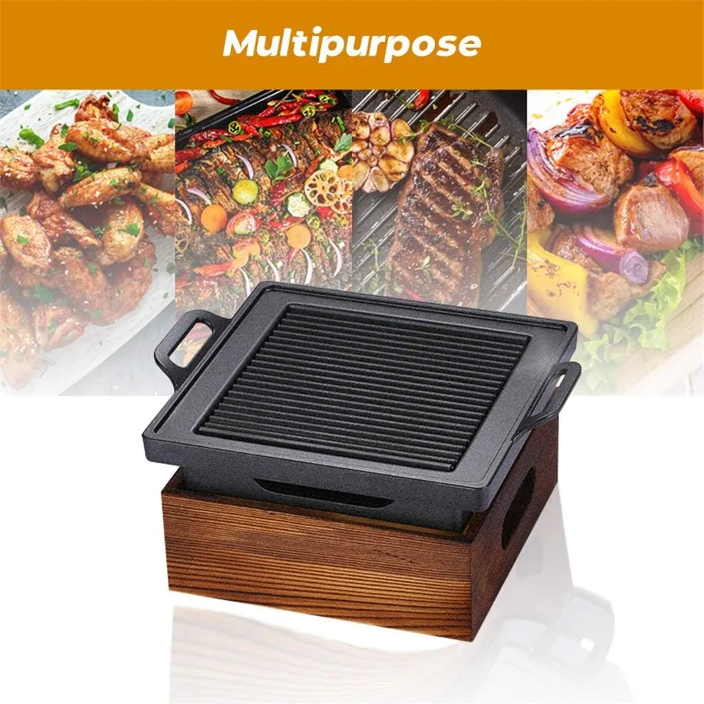 BBQ Grill Outdoor Portable BBQ Grill Korean Japanese Barbecue Grill Charcoal BBQ Oven Household Non-stick Cooking Tools (Size : 32 * 21 * 10.4cm) (Black 32 * 21 * 10.4cm)