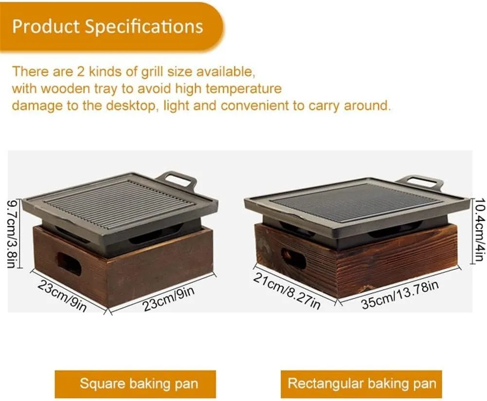 Bbq Grill Portable BBQ Grill Barbecue Grill Charcoal BBQ Oven Non-stick Cooking Tools(23x23cm)