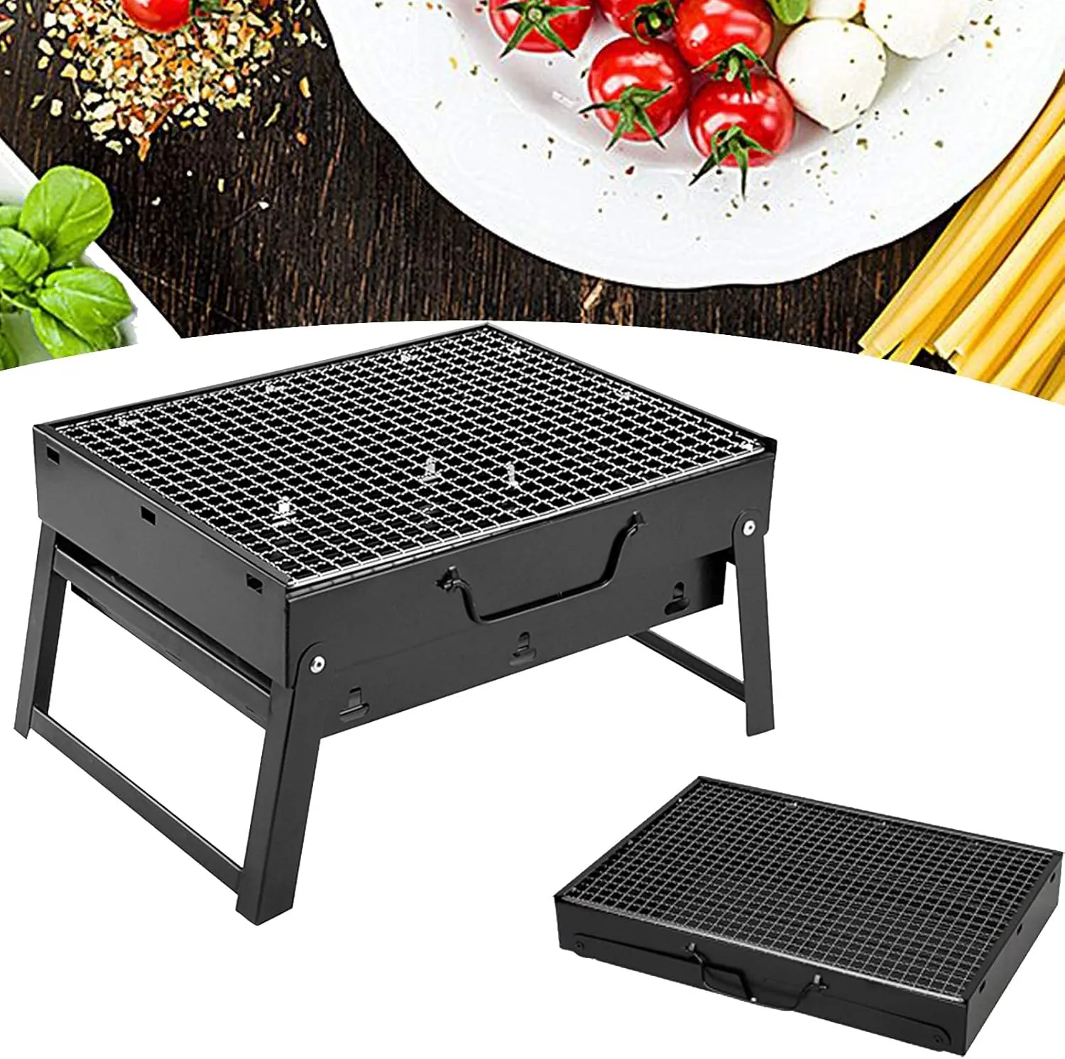 BBQ Grill,Portable Folding Charcoal Barbecue Grill Rack, Barbecue Charcoal Grill Smoker Grill, for Outdoor, Travel, Picnic