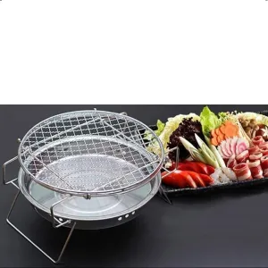 BBQ Removable Charcoal Grill – Portable Round Barbecue Grill, Easy to Clean, Stainless Steel for 1-2 People, Ideal for Camping & Hiking