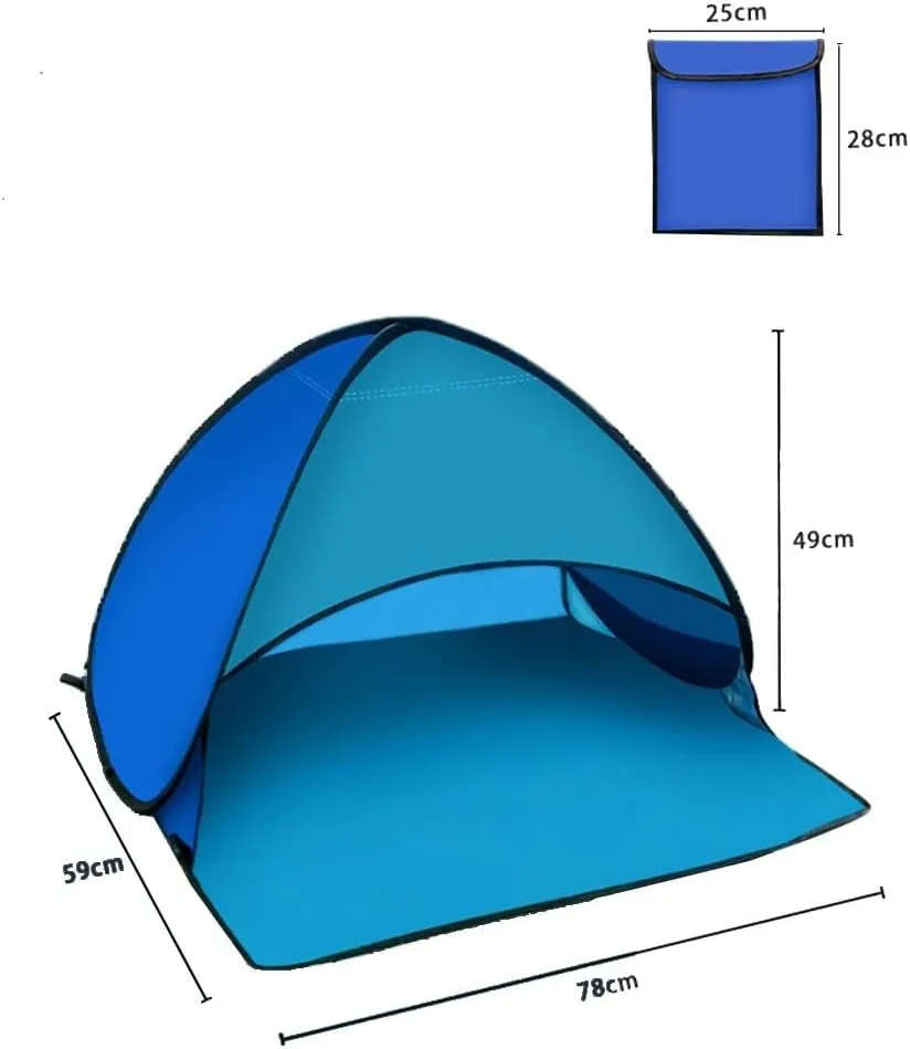 Beach Sun Shade Canopy Outdoor Beach Tent Shelter with Carry Bag Portable UV Protection Lightweight Steel Frame Ventilated Mesh for Camping Hiking Fishing Garden(blue)