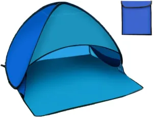 Beach Sun Shade Canopy Outdoor Beach Tent Shelter with Carry Bag Portable UV Protection Lightweight Steel Frame Ventilated Mesh for Camping Hiking Fishing Garden(blue)