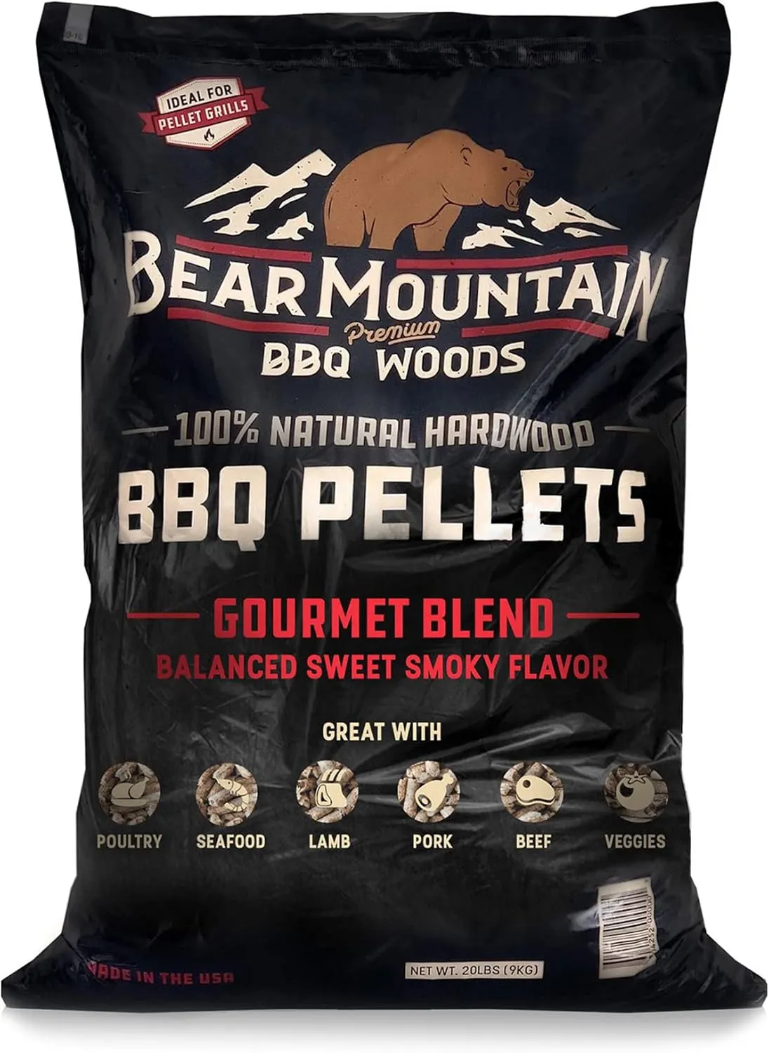 Bear Mountain 2-Pack Wood Pellets for Smoker, Grill & BBQ, 20 Lbs, Gourmet Blend - Premium Hardwood Barbecue Pellets for Indoor and Outdoor Grilling