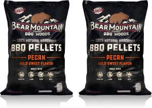 Bear Mountain BBQ 100 Percent All Natural Hardwood Pecan Mild Sweet Flavor Smoker Pellets for Outdoor Wood Pellet Grill (2 Pack)