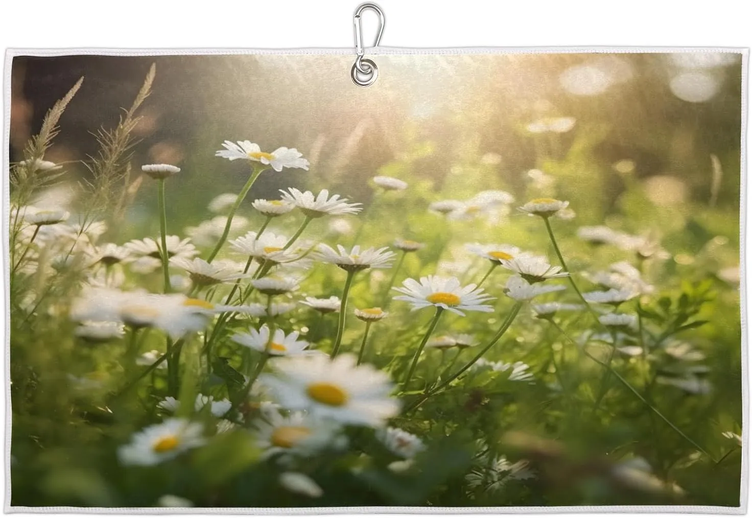 Beautiful Chrysanthemum Field Golf Towel with Heavy Duty Carabiner Clip Quick Dry Ultra Absorbent Club Ball Cleaning Towel Golf Accessories for Men Women