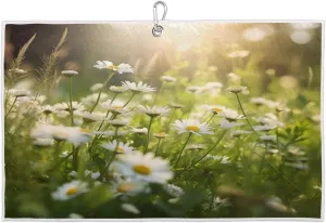 Beautiful Chrysanthemum Field Golf Towel with Heavy Duty Carabiner Clip Quick Dry Ultra Absorbent Club Ball Cleaning Towel Golf Accessories for Men Women