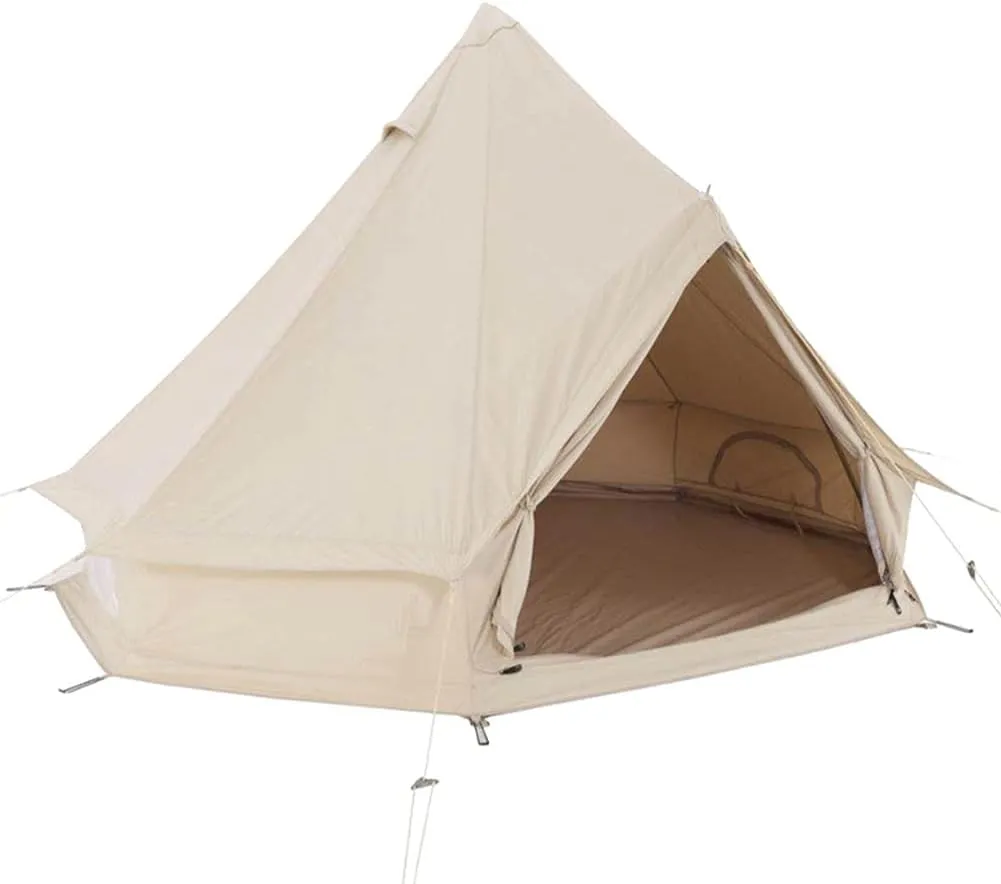 Bell Tent Canvas Mongolian Yurt Tent Double Layers Teepee Tent Outdoor Camping Family Tent Pyramids Indian Tent 4-Season (5M) (5M)