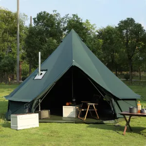 Bell Tent for Camping, Luxury Cotton Outdoor Tent, Yurt Canvas Tent with Stove Jack, for 4/6/8/10 Person Family 4 Season (19.7' (6M), Army Green)