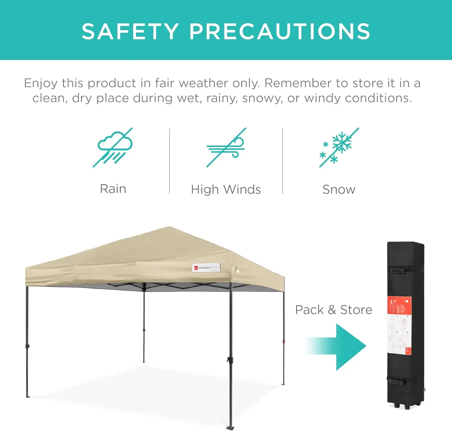 Best Choice Products 10x10ft 1-Person Setup Pop Up Canopy Tent Instant Portable Shelter w/ 1-Button Push, Case, 4 Weight Bags - Sand
