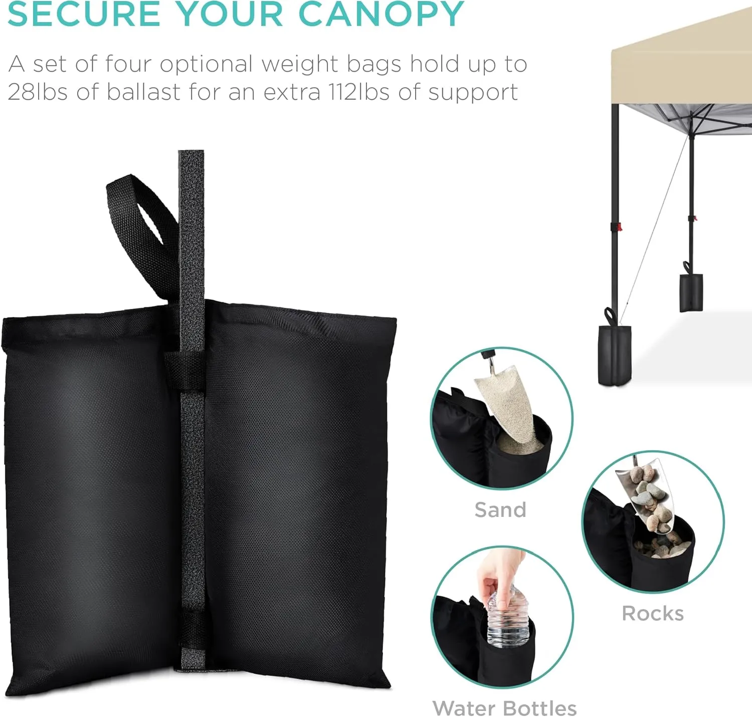 Best Choice Products 10x10ft 1-Person Setup Pop Up Canopy Tent Instant Portable Shelter w/ 1-Button Push, Case, 4 Weight Bags - Sand