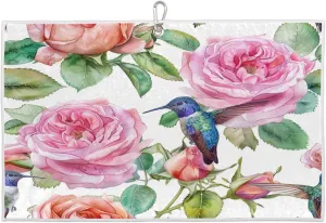 Bird Watercolor Flower Golf Towel with Heavy Duty Carabiner Ultra Absorbent Quick Dry Perfect for Cleaning Clubs Balls Gear Essential Golf Accessory for Men Women Kids