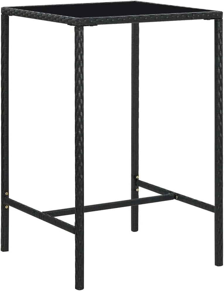 Black Outdoor Table, Powder-Coated Steel Frame, Tempered Glass Dining Camping Tables for Balcony, Portable Folding Furniture, 189 Characters