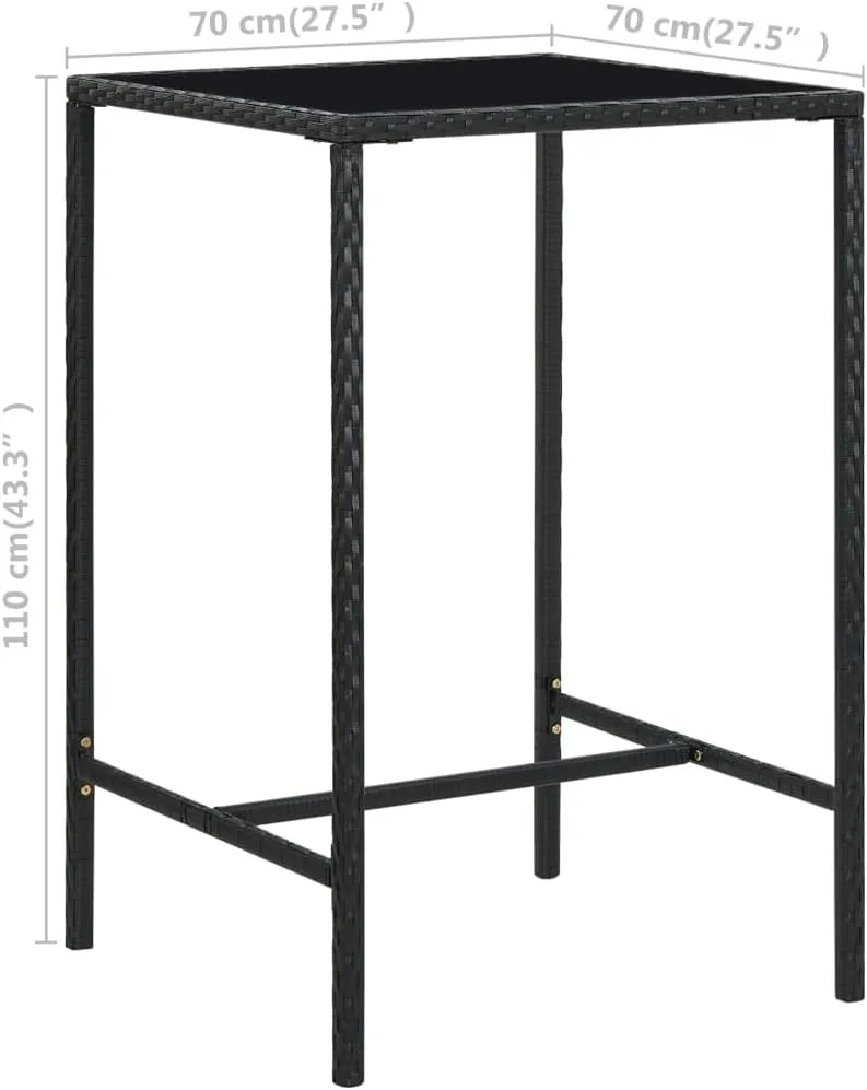 Black Outdoor Table, Powder-Coated Steel Frame, Tempered Glass Dining Camping Tables for Balcony, Portable Folding Furniture, 189 Characters