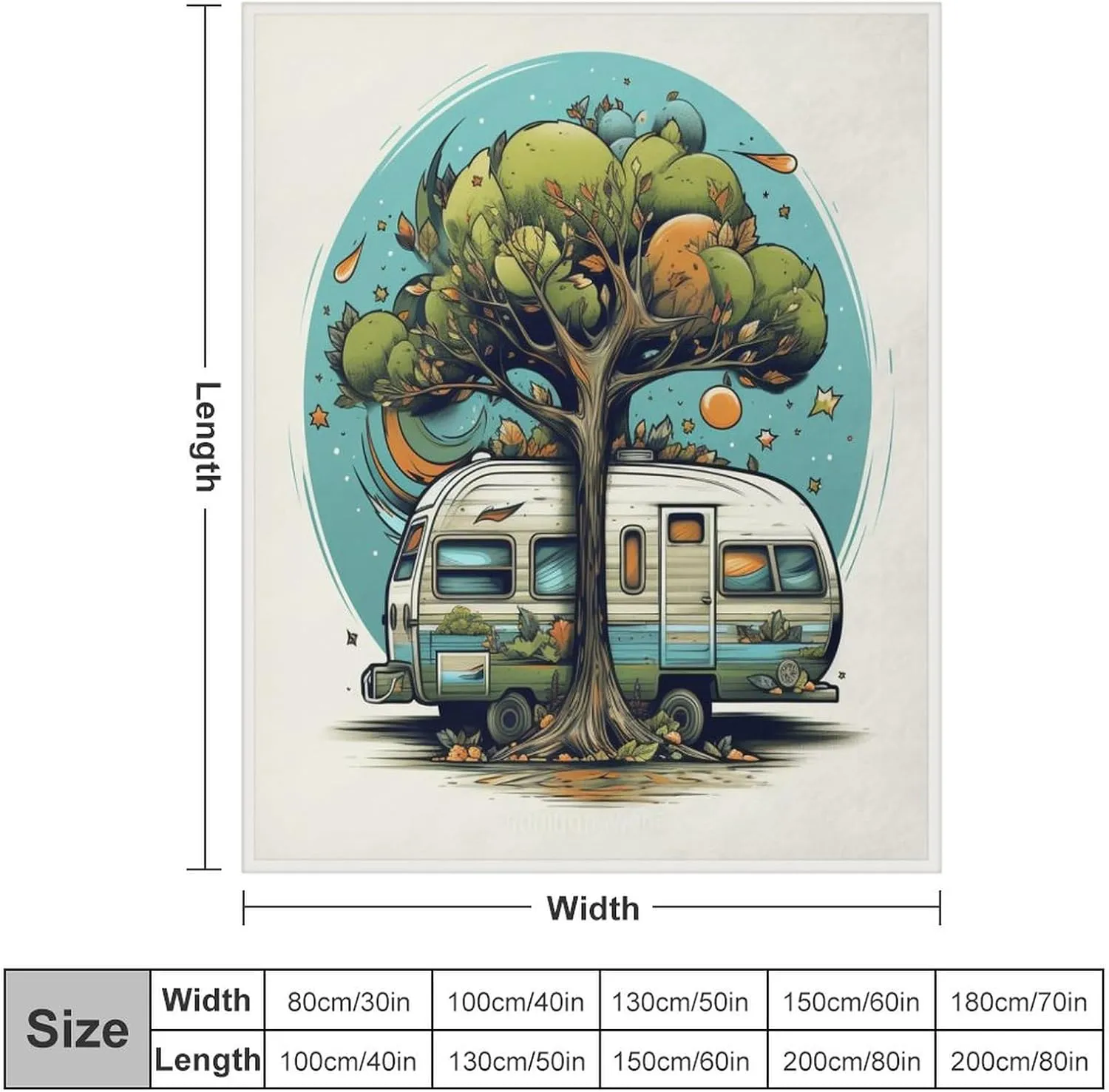 Blanket Camper Morden Trailer Travel with Tree Throw Blanket Camper Vintage Wood Ultra-Soft Micro Fleece and Warm Cozy Lightweight Throw Blankets Couch Sofa Throw Blanket Gift Idea 40"x50"