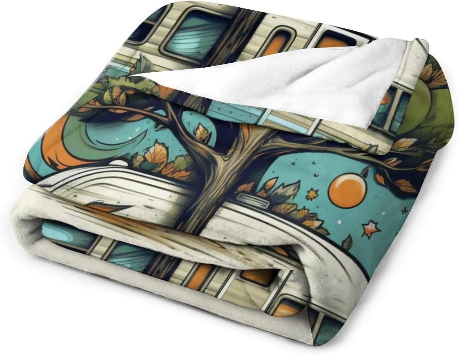 Blanket Camper Morden Trailer Travel with Tree Throw Blanket Camper Vintage Wood Ultra-Soft Micro Fleece and Warm Cozy Lightweight Throw Blankets Couch Sofa Throw Blanket Gift Idea 40"x50"