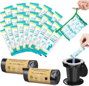 BLIKA Camping Toilet Bags Eco Absorbent Gel Set, Portable Toilet Bags with Gel, 8 Gallon, 30 Liter, Heavy Duty 1 Mil, Toilet Replacement Bags with Toilet Powder for Camping Outdoor Hiking