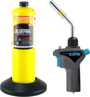 BLUEFIRE Metal Handle Swirl Flame Gas Welding Torch,Replaceable Tube,Fuel by MAPP MAP/PRO and Propane,Professional Grade Tool For Plumbing,HVAC,Soldering Brazing Heavy Duty (Swirl Torch MAPP Kit)