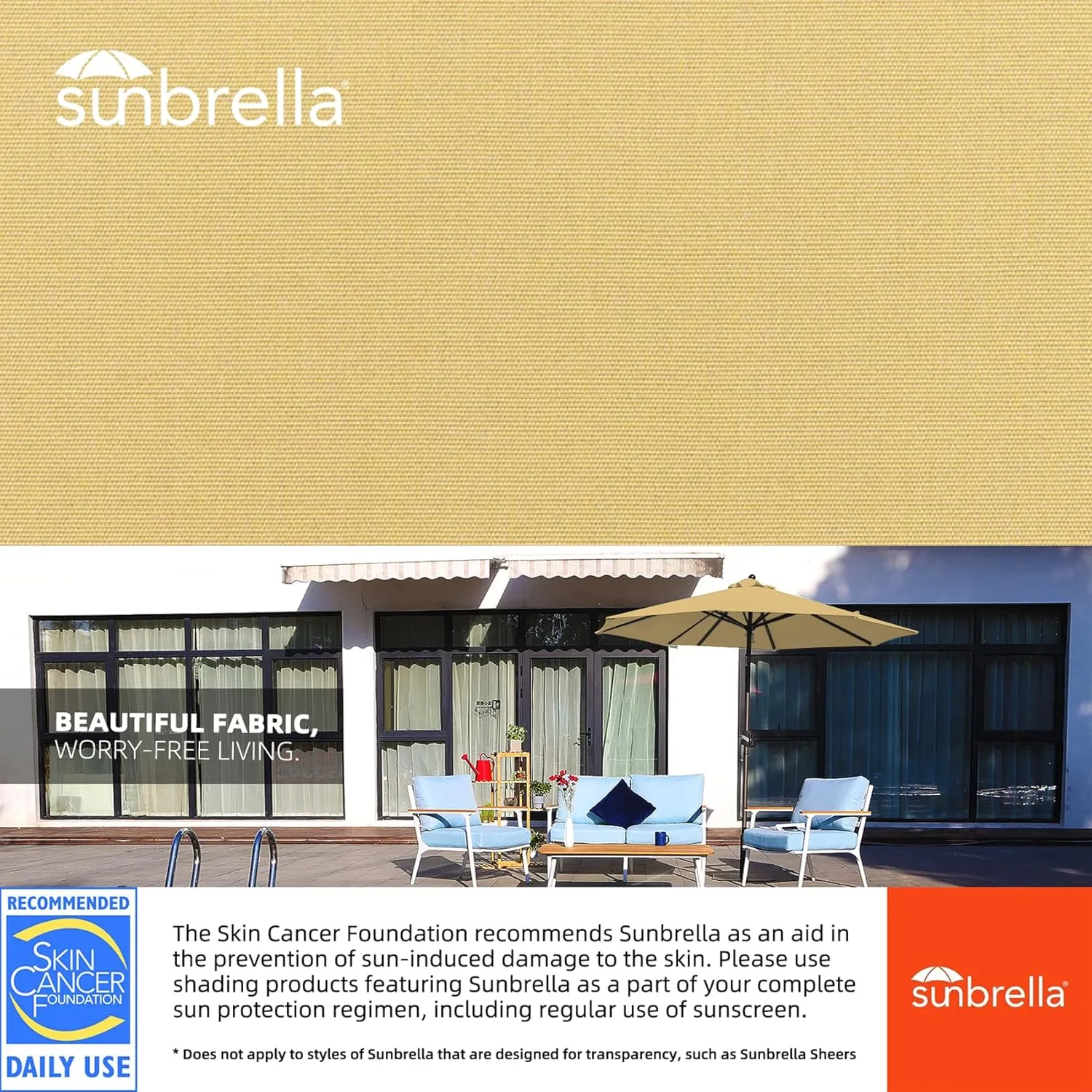 BLUU 3 Tiers Sunbrella Umbrella Market Table Sun Umbrella Aluminum Patio Umbrella with Cover