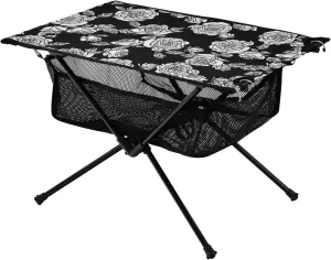 Bolaz Outdoor Folding Portable Picnic Camping Table-Black Rose Pattern 2,Storage Mesh for Camping Gear Accessories, Hiking, Mountaineering, Outdoor Travel