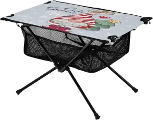 Bolaz Outdoor Folding Portable Picnic Camping Table-Cartoon Santa Gnome,Storage Mesh for Camping Gear Accessories, Hiking, Mountaineering, Outdoor Travel