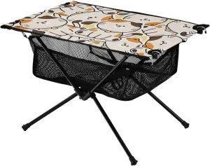 Bolaz Outdoor Folding Portable Picnic Camping Table-Cute Cat Pattern 14,Storage Mesh for Camping Gear Accessories, Hiking, Mountaineering, Outdoor Travel