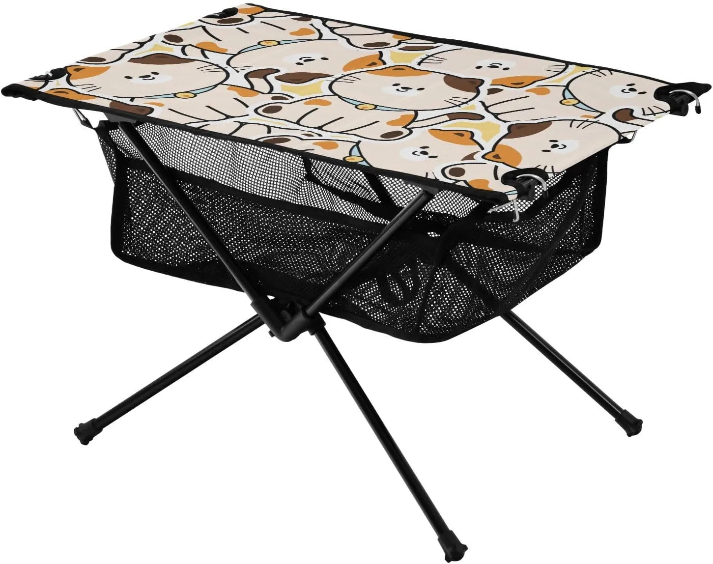 Bolaz Outdoor Folding Portable Picnic Camping Table-Cute Cat Pattern 14,Storage Mesh for Camping Gear Accessories, Hiking, Mountaineering, Outdoor Travel