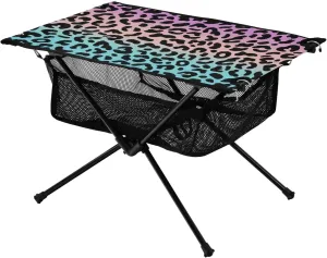Bolaz Outdoor Folding Portable Picnic Camping Table-Gradient Leopard,Storage Mesh for Camping Gear Accessories, Hiking, Mountaineering, Outdoor Travel