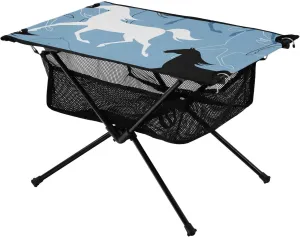 Bolaz Outdoor Folding Portable Picnic Camping Table-Horse Print,Storage Mesh for Camping Gear Accessories, Hiking, Mountaineering, Outdoor Travel