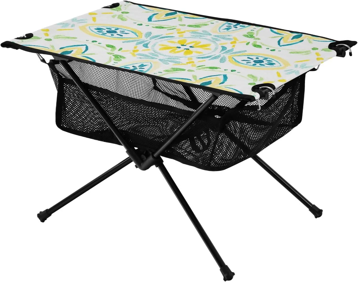 Bolaz Outdoor Folding Portable Picnic Camping Table-Italian Blue-Yellow Tiles,Storage Mesh for Camping Gear Accessories, Hiking, Mountaineering, Outdoor Travel