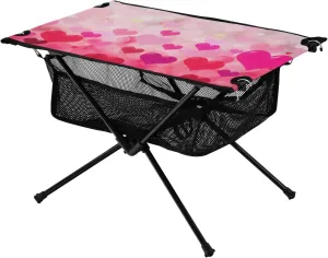 Bolaz Outdoor Folding Portable Picnic Camping Table-Red Heart Pattern,Storage Mesh for Camping Gear Accessories, Hiking, Mountaineering, Outdoor Travel