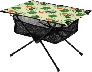 Bolaz Outdoor Folding Portable Picnic Camping Table-St. Patrick's Day Clover 4,Storage Mesh for Camping Gear Accessories, Hiking, Mountaineering, Outdoor Travel