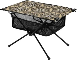 Bolaz Outdoor Folding Portable Picnic Camping Table-Vintage Flower Pattern 20,Storage Mesh for Camping Gear Accessories, Hiking, Mountaineering, Outdoor Travel