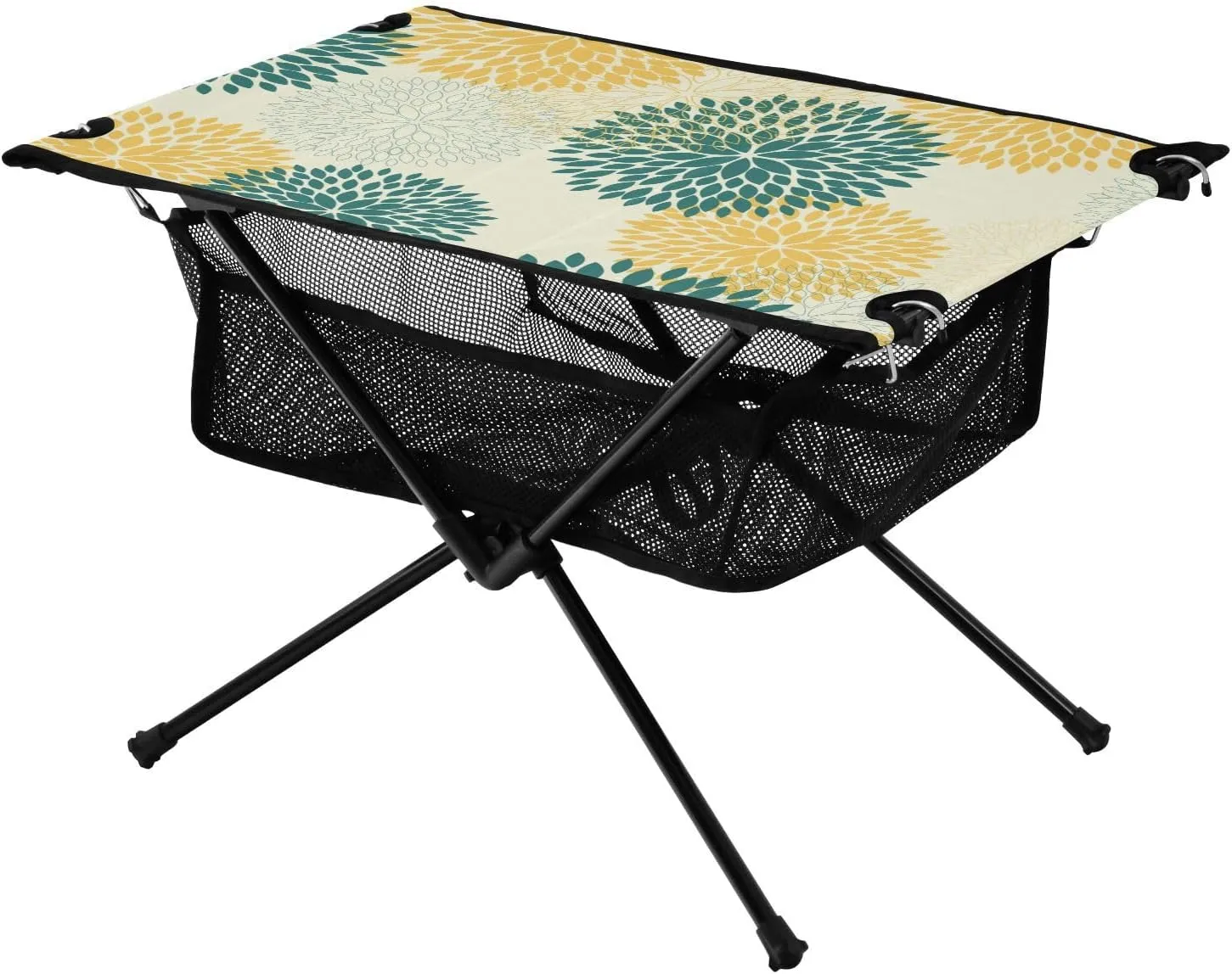 Bolaz Outdoor Folding Portable Picnic Camping Table-Yellow Chrysanthemum,Storage Mesh for Camping Gear Accessories, Hiking, Mountaineering, Outdoor Travel