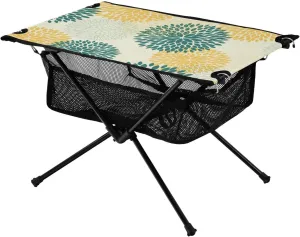 Bolaz Outdoor Folding Portable Picnic Camping Table-Yellow Chrysanthemum,Storage Mesh for Camping Gear Accessories, Hiking, Mountaineering, Outdoor Travel