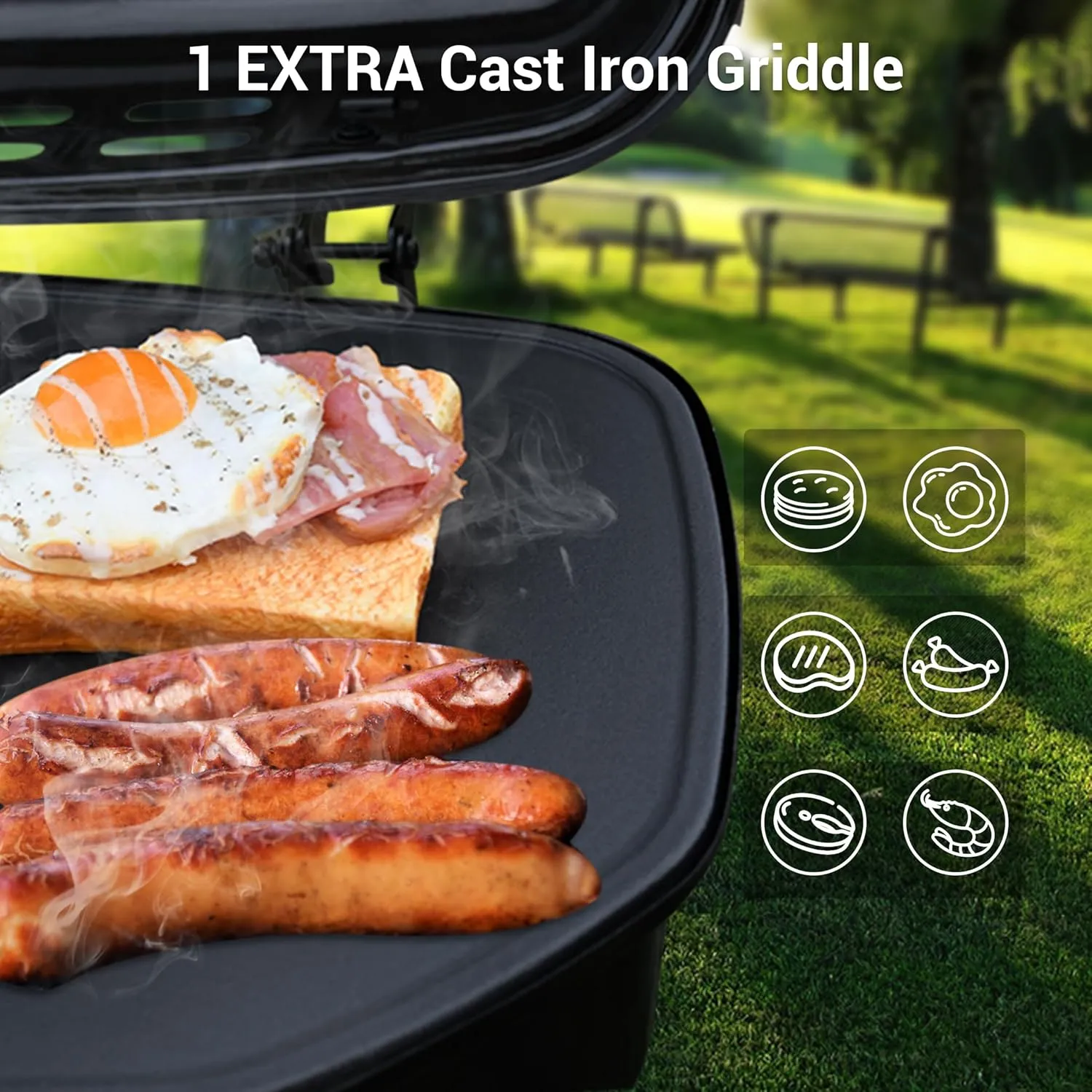 Brand-Man Propane Gas Grill Griddle Combo, Portable Standup Grill with Folding Cart & Push-Button Ignition, Ideal for Camping, Tailgating, BBQ, Backyard, Patio & More