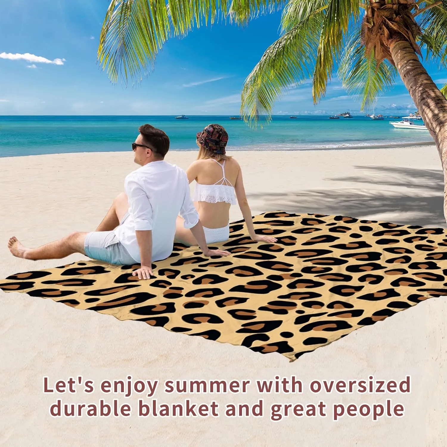 BYDOLL Beach Blanket Waterproof Sandproof 78''×81'' Suits1-4 Adults Compact Lightweight Oversized Sand-Free Blanket Large Picnic Mat for Beach Travel Camping Hiking
