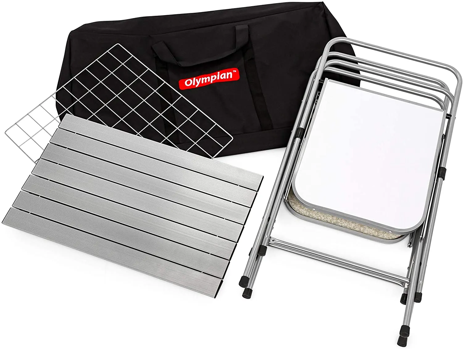 Camco Deluxe Folding Grill Table, Great for Picnics, Tailgating, Camping, Rving and Backyards; Quick Set-Up and Folds down to Only 6 Inches Tall for Convenient Storage (57293)