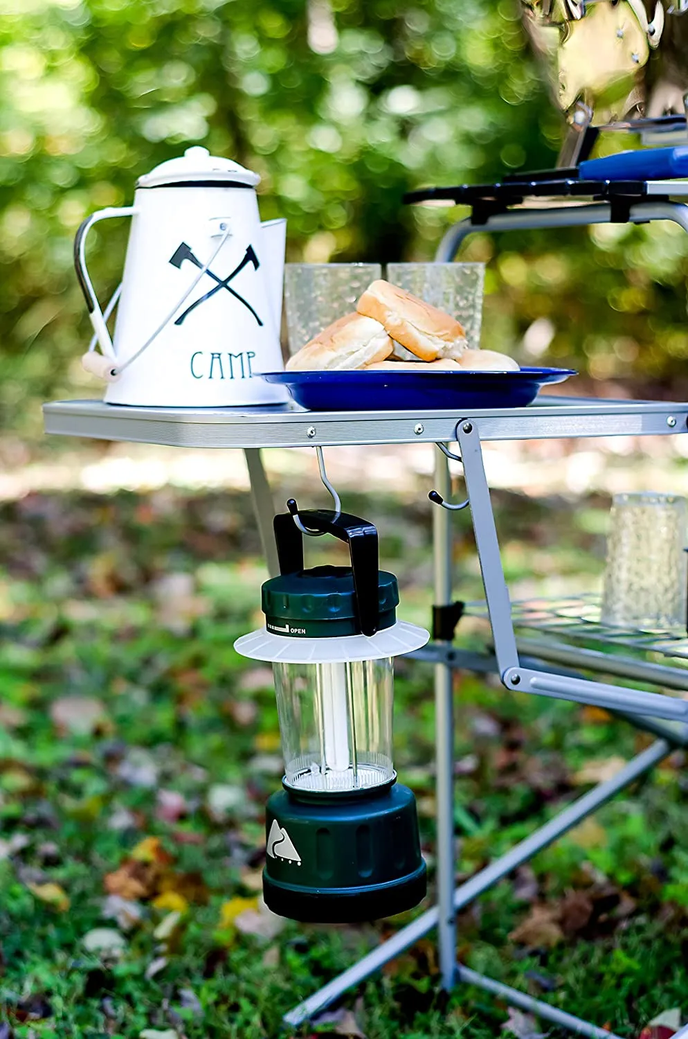 Camco Deluxe Folding Grill Table, Great for Picnics, Tailgating, Camping, Rving and Backyards; Quick Set-Up and Folds down to Only 6 Inches Tall for Convenient Storage (57293)
