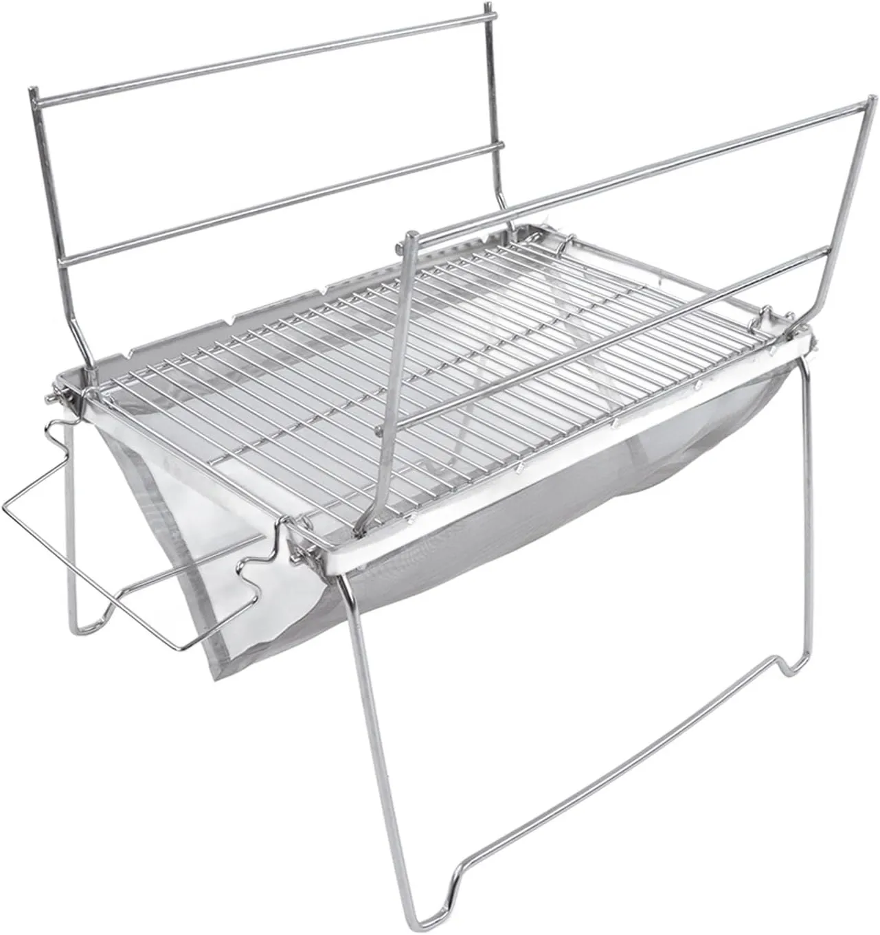 Camp Grill Grate Stainless Steel Temperature Resistance Foldable Portable Silver Barbecue Grill for Cooking Perfect for Outdoor Camping Hiking Beach Picnic Party