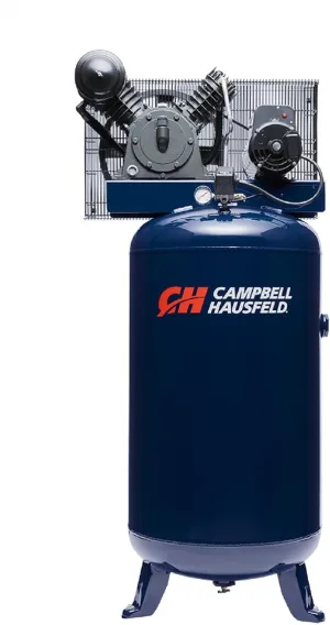 CAMPBELL HAUSFELD 30 Gallon Vertical Air Compressor, 120/240V, Single Stage, 2 HP, Oil Lubricated, Portable, 135 Max PSI, Reliable Performance for Professional and DIY Use