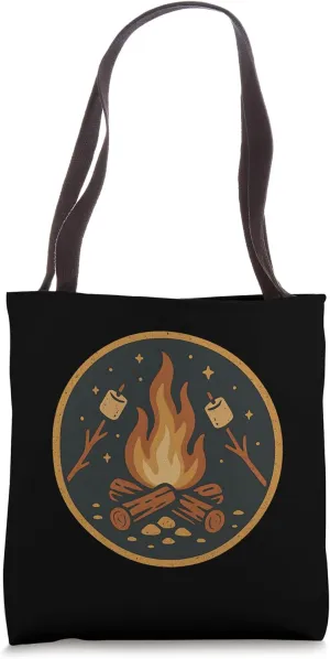 Campfire Emblem Retro Style Tote Bag