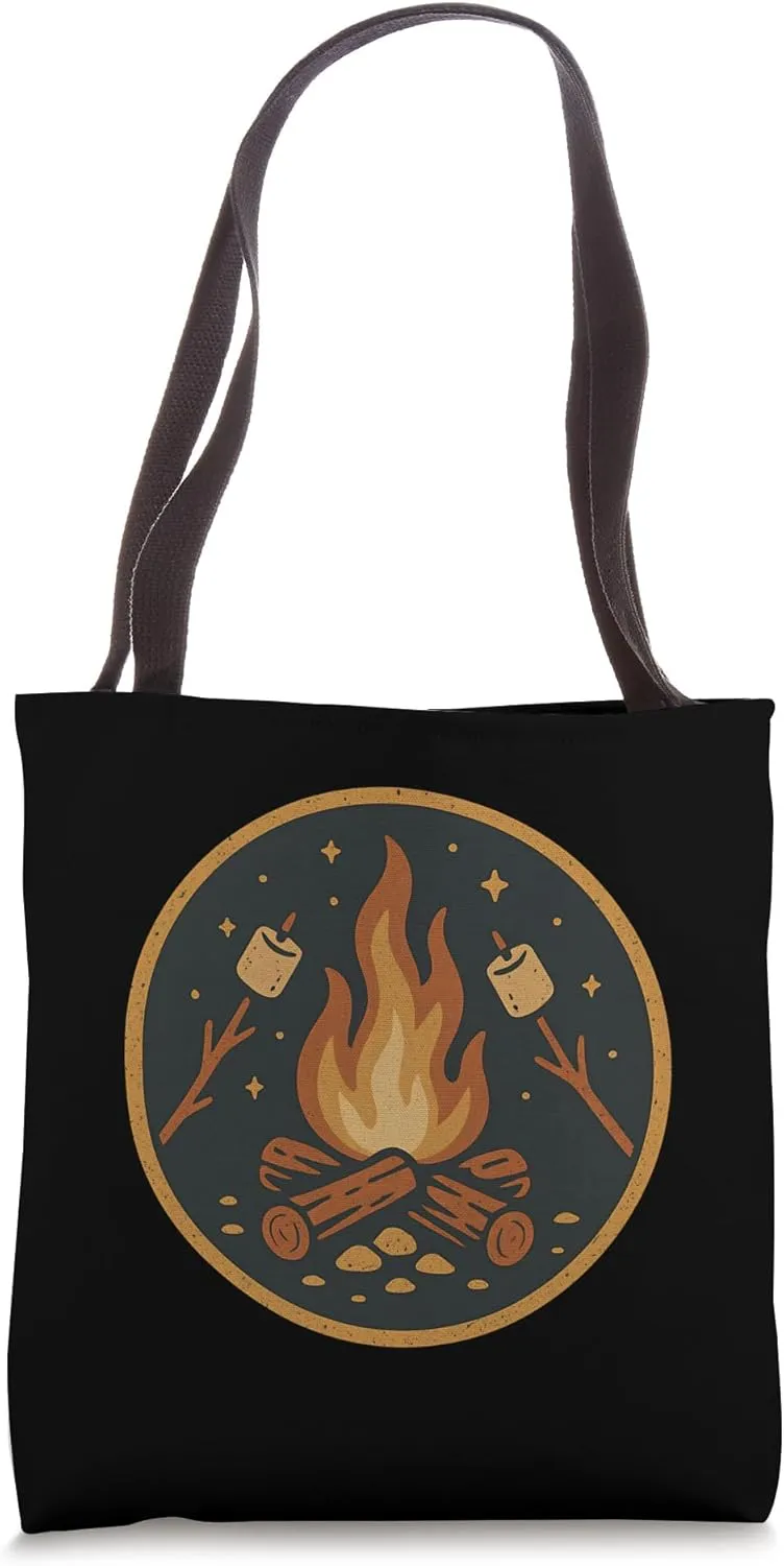 Campfire Emblem Retro Style Tote Bag