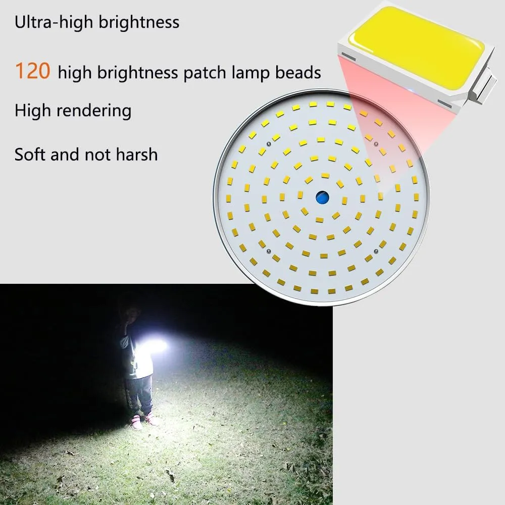 Camping 120 LED Tent Solar Lantern Lights 6000LM 5 Mode USB Rechargeable Remote Control Portable Light Tent Hanging Hook Flashlight Outdoor Fishing Emergency Courtyard Garden 3 Pack