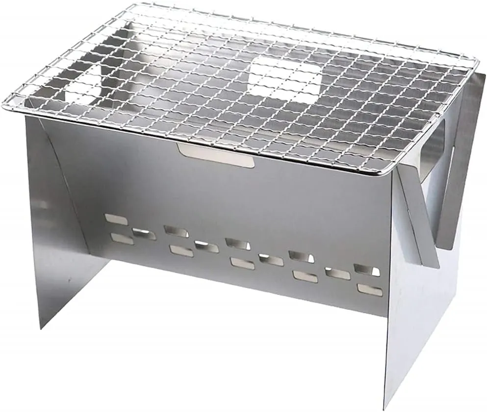 Camping Folding Stainless Steel Grill, Portable Grill Wood Burning Stoves Camping Bbq With Carry Bag,For Hiking Camp Kitchen